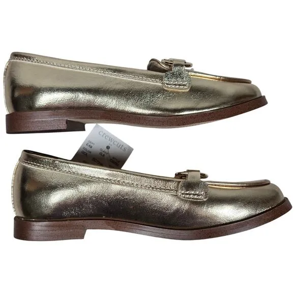 J. Crew Factory Crewcuts Girls' metallic bit loafers Gold K11 NWT