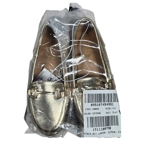 J. Crew Factory Crewcuts Girls' metallic bit loafers Gold K11 NWT