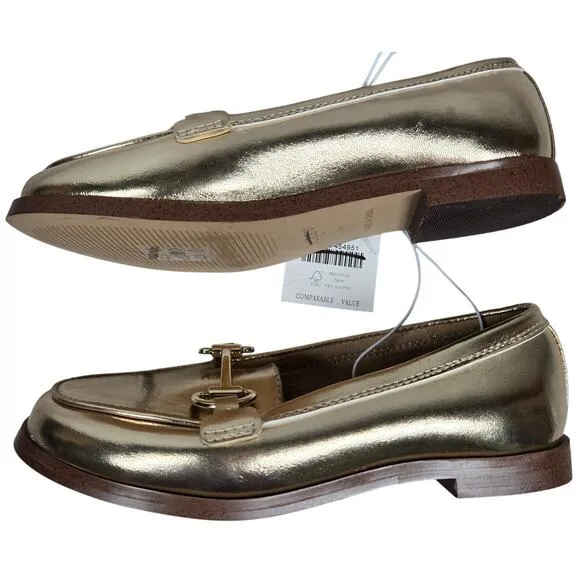 J. Crew Factory Crewcuts Girls' metallic bit loafers Gold K11 NWT
