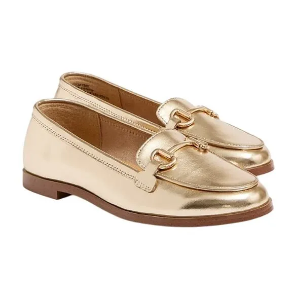 J. Crew Factory Crewcuts Girls' metallic bit loafers Gold K11 NWT