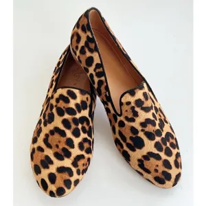 J. Crew Leopard Calf Hair Loafers Women's Animal Print Flats Size 7.5