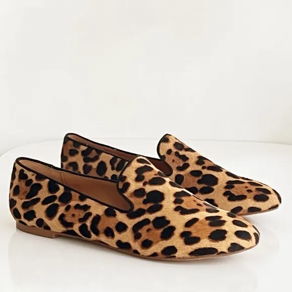 J. Crew Leopard Calf Hair Loafers Women's Animal Print Flats Size 7.5