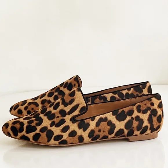 J. Crew Leopard Calf Hair Loafers Women's Animal Print Flats Size 7.5