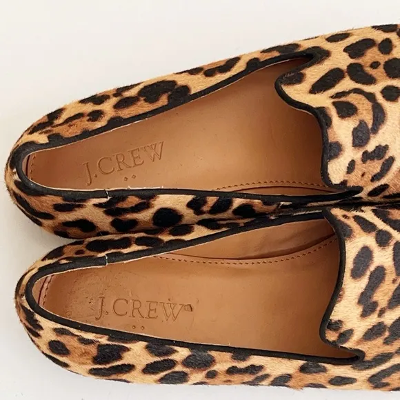 J. Crew Leopard Calf Hair Loafers Women's Animal Print Flats Size 7.5