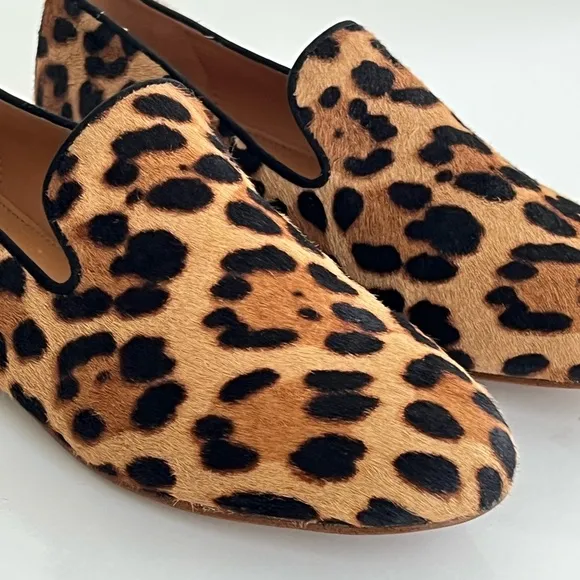J. Crew Leopard Calf Hair Loafers Women's Animal Print Flats Size 7.5