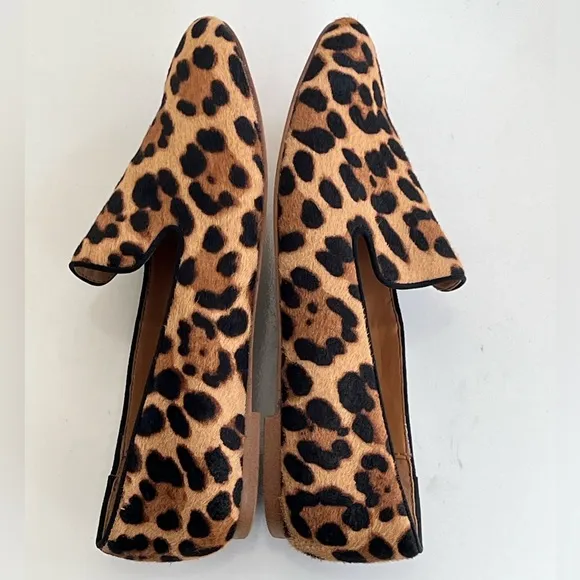 J. Crew Leopard Calf Hair Loafers Women's Animal Print Flats Size 7.5