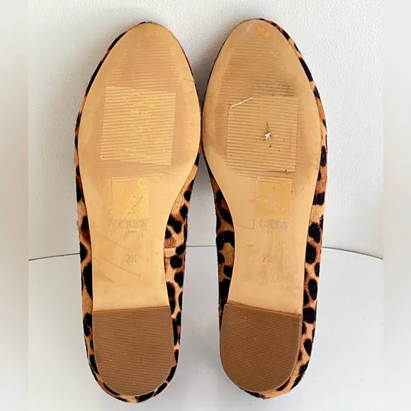 J. Crew Leopard Calf Hair Loafers Women's Animal Print Flats Size 7.5