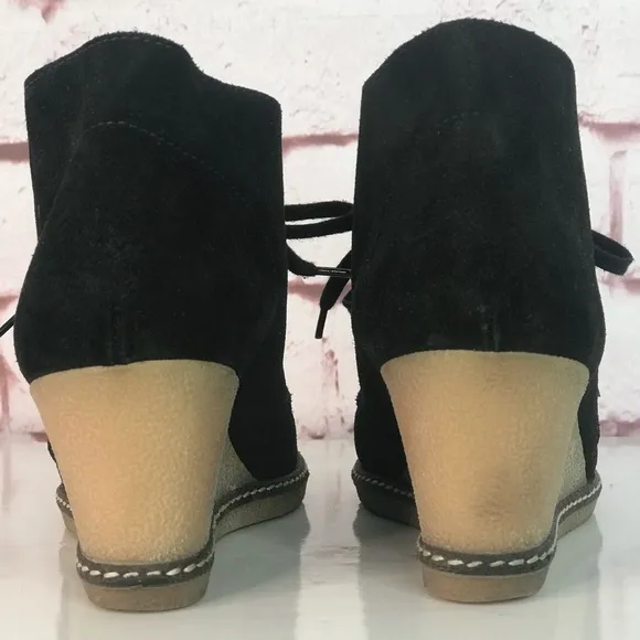 J CREW MacAlister Black Suede Rubber Wedge Ankle Boots Booties Size 8