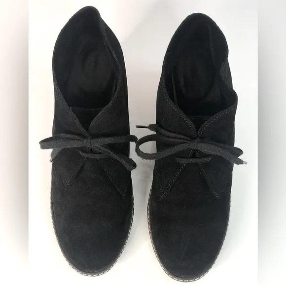J CREW MacAlister Black Suede Rubber Wedge Ankle Boots Booties Size 8