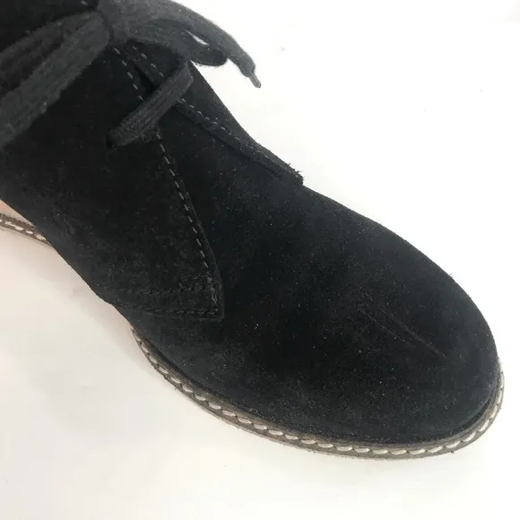 J CREW MacAlister Black Suede Rubber Wedge Ankle Boots Booties Size 8
