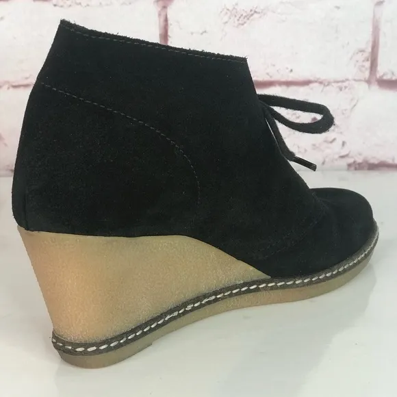J CREW MacAlister Black Suede Rubber Wedge Ankle Boots Booties Size 8