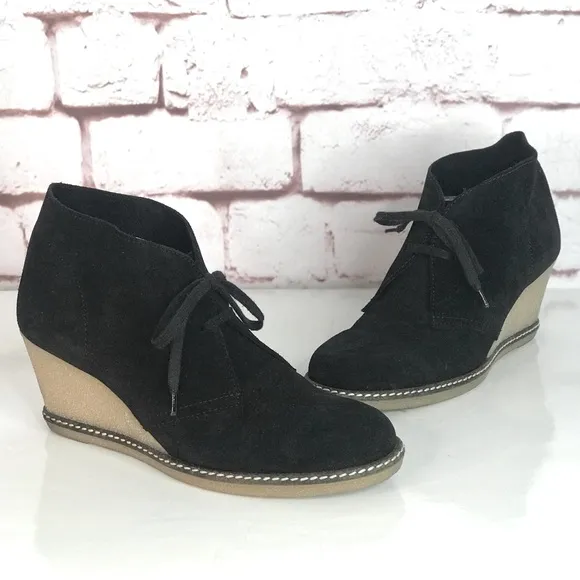 J CREW MacAlister Black Suede Rubber Wedge Ankle Boots Booties Size 8