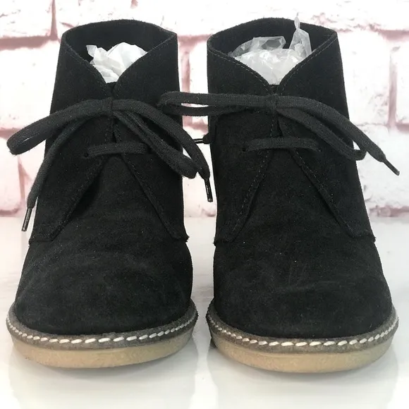 J CREW MacAlister Black Suede Rubber Wedge Ankle Boots Booties Size 8