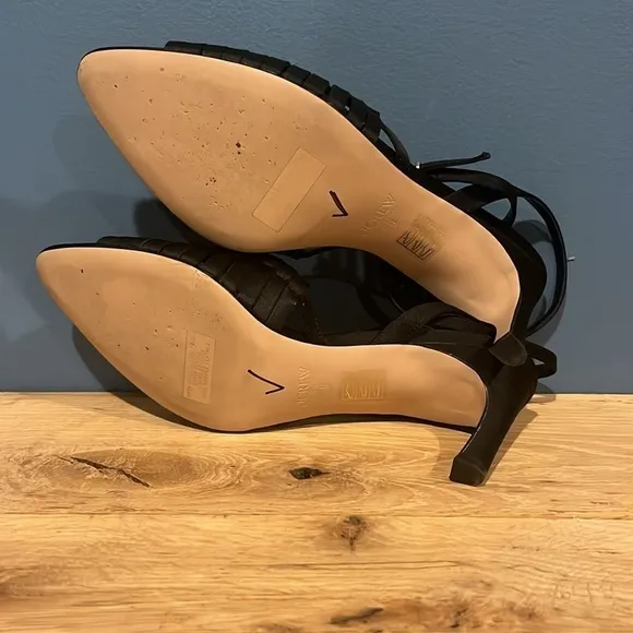 J. Crew Made-in-Italy curved heel sandals in satin shoes BX903 Black 9