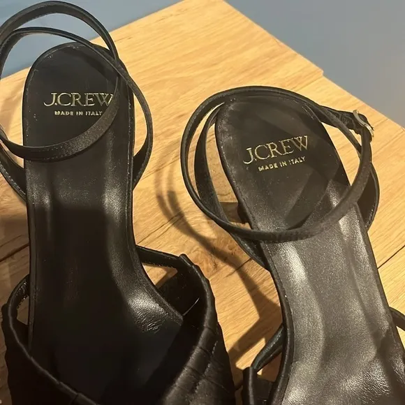 J. Crew Made-in-Italy curved heel sandals in satin shoes BX903 Black 9