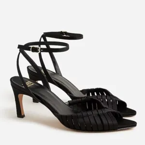 J. Crew Made-in-Italy curved heel sandals in satin shoes BX903 Black 9