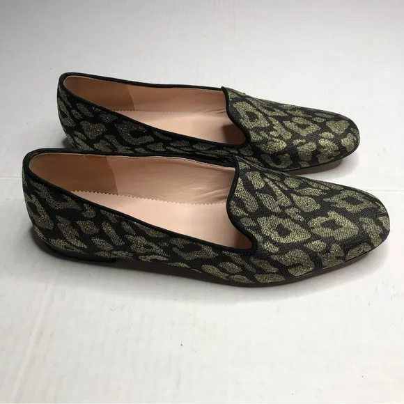 J. Crew Metallic Gold Leopard Smoking Slipper