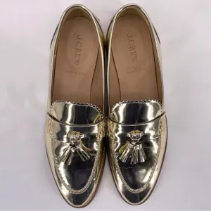 J. Crew metallic gold loafers