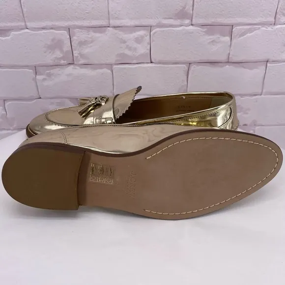 J. Crew metallic gold loafers