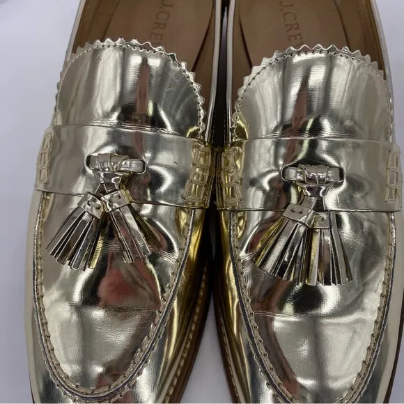 J. Crew metallic gold loafers