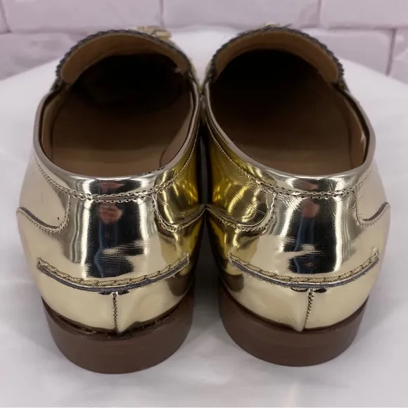 J. Crew metallic gold loafers