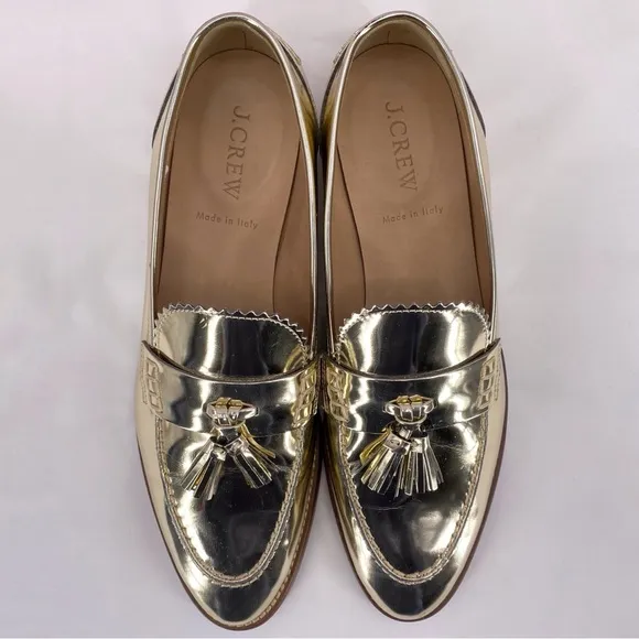 J. Crew metallic gold loafers