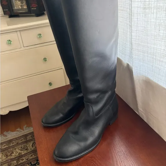 J. Crew Tall Black Leather Riding Boots