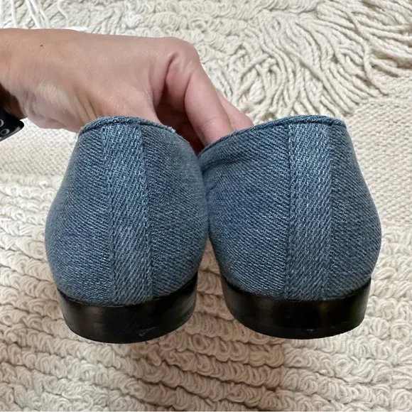 J. MCLAUGHLIN chambray blue embroidered Jax slip on loafers 6