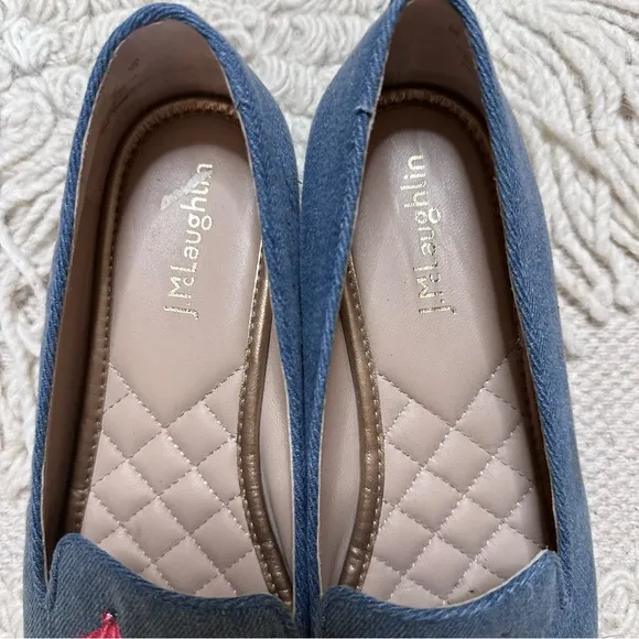 J. MCLAUGHLIN chambray blue embroidered Jax slip on loafers 6