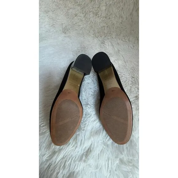 J. Renee Print Leopard Block Heels, Black Suede Leather Loafer Slip-On Sz10 New