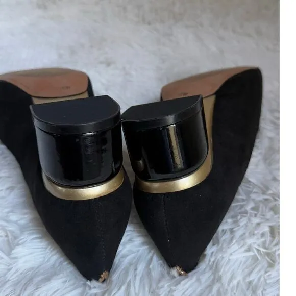 J. Renee Print Leopard Block Heels, Black Suede Leather Loafer Slip-On Sz10 New