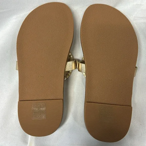 Jack Rogers Casual Footbed Sandals Collins gold Platinum shoes leather size 6.5