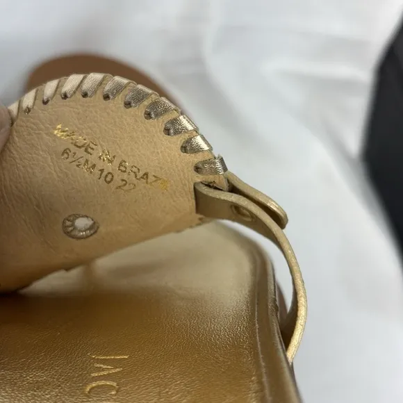 Jack Rogers Casual Footbed Sandals Collins gold Platinum shoes leather size 6.5