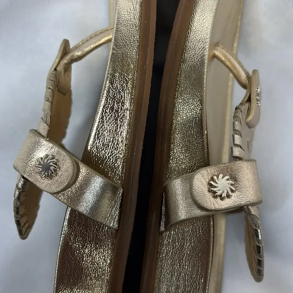 Jack Rogers Casual Footbed Sandals Collins gold Platinum shoes leather size 6.5