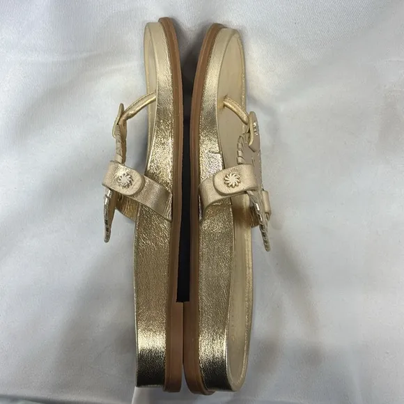 Jack Rogers Casual Footbed Sandals Collins gold Platinum shoes leather size 6.5