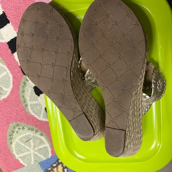 Jack Rogers Tan Sandals Whipstitched Medallions