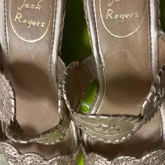 Jack Rogers Tan Sandals Whipstitched Medallions