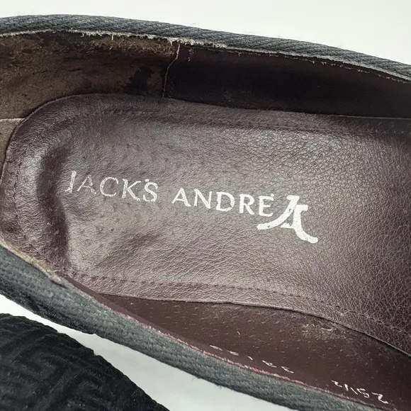 Jack's Andre Men's Tassel Loafers Black Velvet Size 25.5 (US 7.5) Dress Shoes