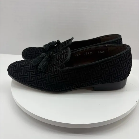 Jack's Andre Men's Tassel Loafers Black Velvet Size 25.5 (US 7.5) Dress Shoes