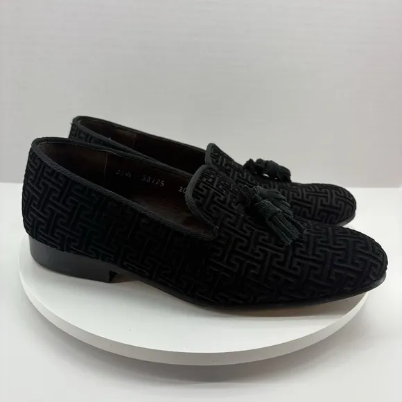 Jack's Andre Men's Tassel Loafers Black Velvet Size 25.5 (US 7.5) Dress Shoes