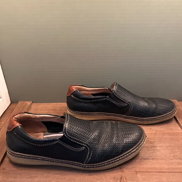 J&amp;M Mens Black Leather Slip On Loafers Size 9M