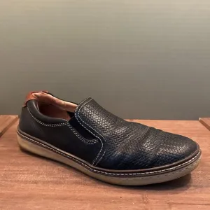 J&amp;M Mens Black Leather Slip On Loafers Size 9M