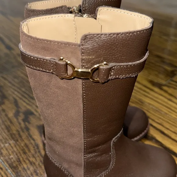 Janie &amp; Jack Brown Leather and Suede Riding Boots 7C