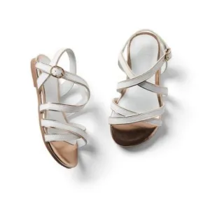 Janie and Jack Metallic Trim Strap Sandal White Size 6