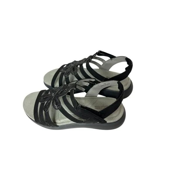 JBU By Jambu Lesley  Women's 7.5M Black Shimmer Strappy Sandals With Embellished