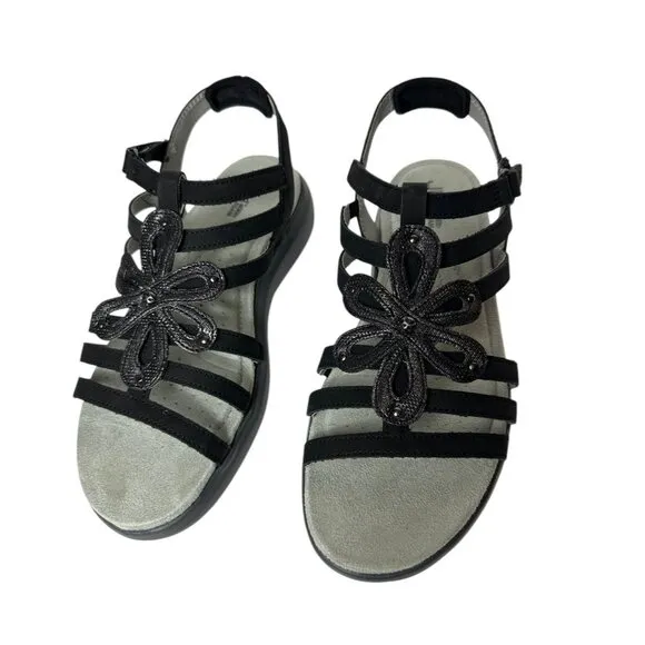 JBU By Jambu Lesley  Women's 7.5M Black Shimmer Strappy Sandals With Embellished