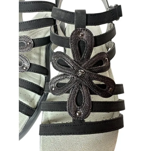 JBU By Jambu Lesley  Women's 7.5M Black Shimmer Strappy Sandals With Embellished
