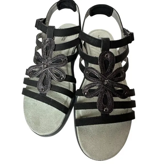 JBU By Jambu Lesley  Women's 7.5M Black Shimmer Strappy Sandals With Embellished