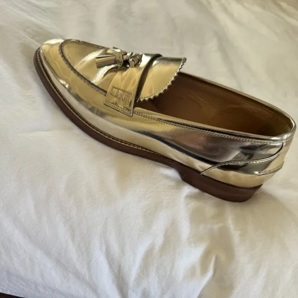 J.Crew Bella Metallic Tassel Loafers in Gold