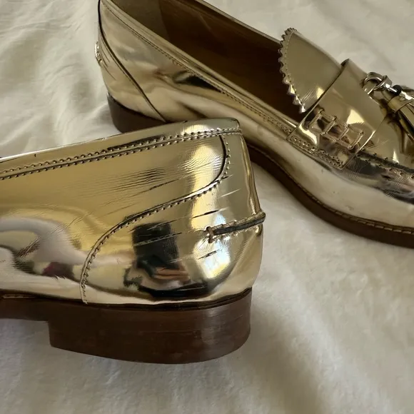 J.Crew Bella Metallic Tassel Loafers in Gold